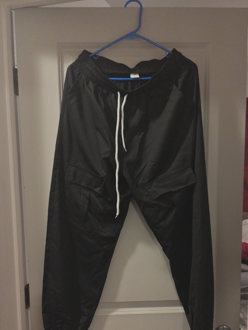 Men's Black Drawstring Cargo Jogger Pants